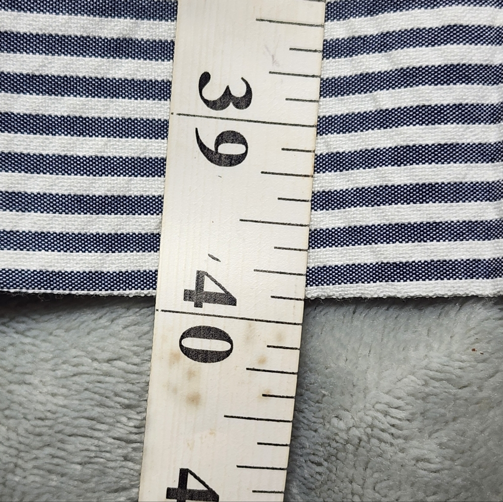 Anne Klein Gray and White Striped Seersucker Midi Dress Size 14 - Picture 7 of 9